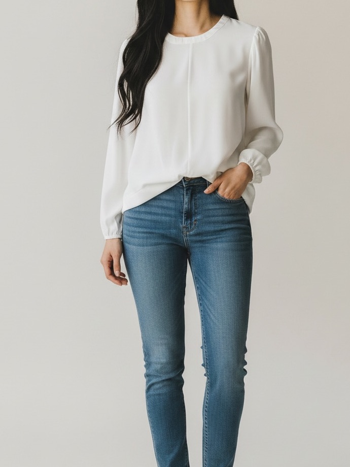 Nine West Ivory Sheer Long Sleeve Blouse Size Medium Peep Hole Back